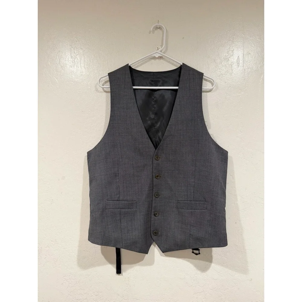 Charles Tyrwhitt Mens Grey 100% Wool Waistcoat Suit Vest Large RN 116036